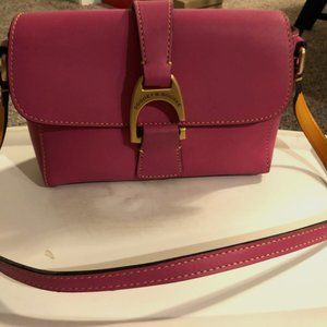 Hot pink leather shoulder bag